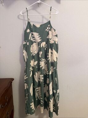 O'Neill Green Maxi Dress with Cream Floral Print